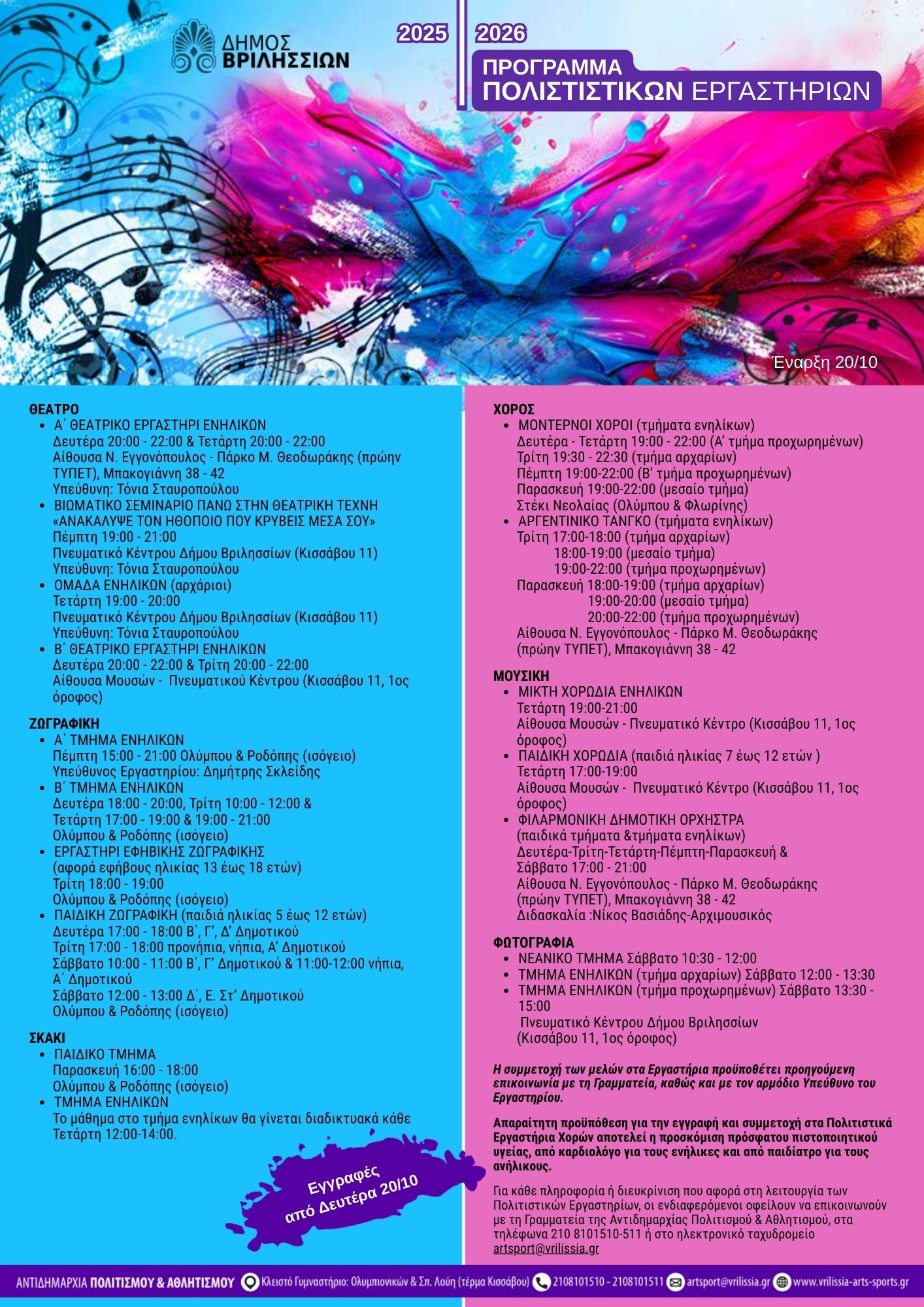 ΠΟΛΙΤΙΣΤΙΚΑ ΕΡΓΑΣΤΗΡΙΑ 2025 2026